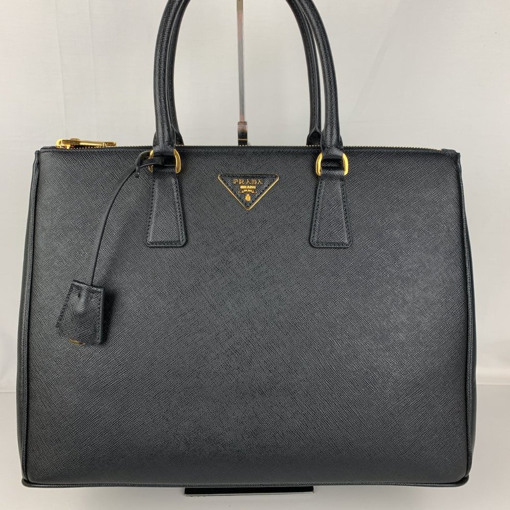 New Prada Saffiano Lux Black Galleria Zip Tote